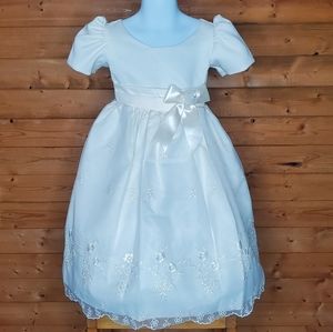 ❤️ NWOT Beige dress flowers embroidered short sleeve with bottoms Size 2 & 14